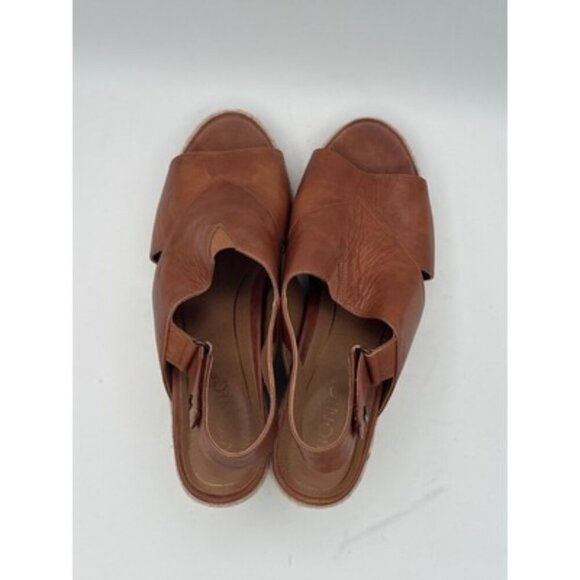 Vionic Womens Open-Toe Brown Leather Slingback Wedge Sandals Size 8M Espadrille - Picture 4 of 7